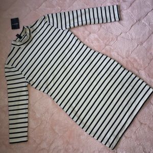 White and navy blue turtleneck dress